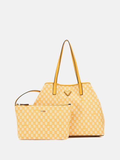 SAC CABAS ViKKY MOTIF GEOMETRIQUE GUESS JEANS JAUNE HWJT93 18290