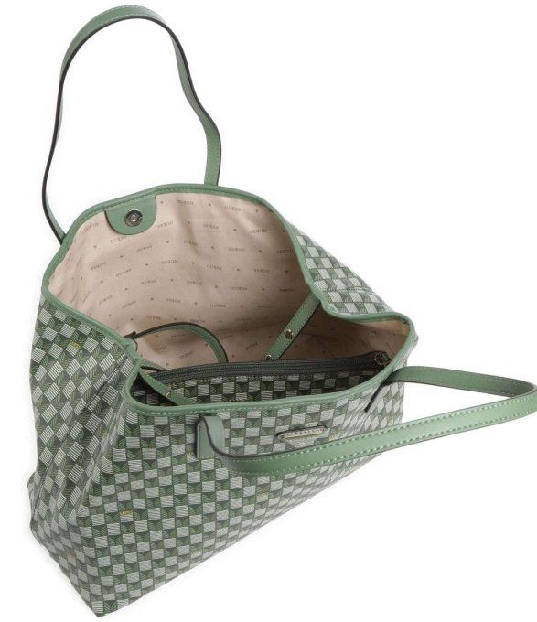 SAC CABAS ViKKY MOTIF GEOMETRIQUE GUESS JEANS VERT HWJT93 18290